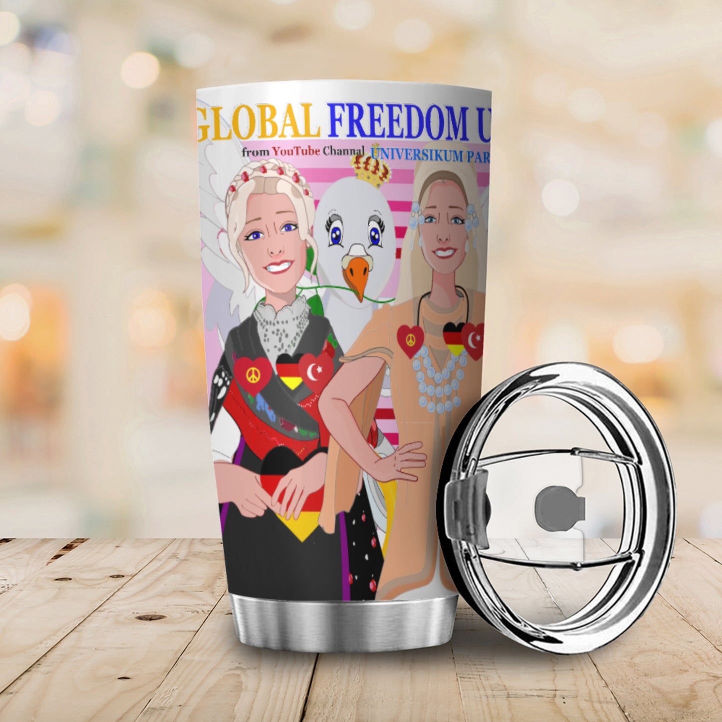 Tumbler Global Freedom United Women Germany & Turkey Old Peace Light Pink2