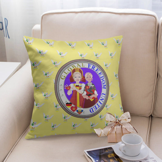 GLOBAL FREEDOM UNITED© Women GERMANY & RUSSIA Yellow 18'' Square Pillow Cover