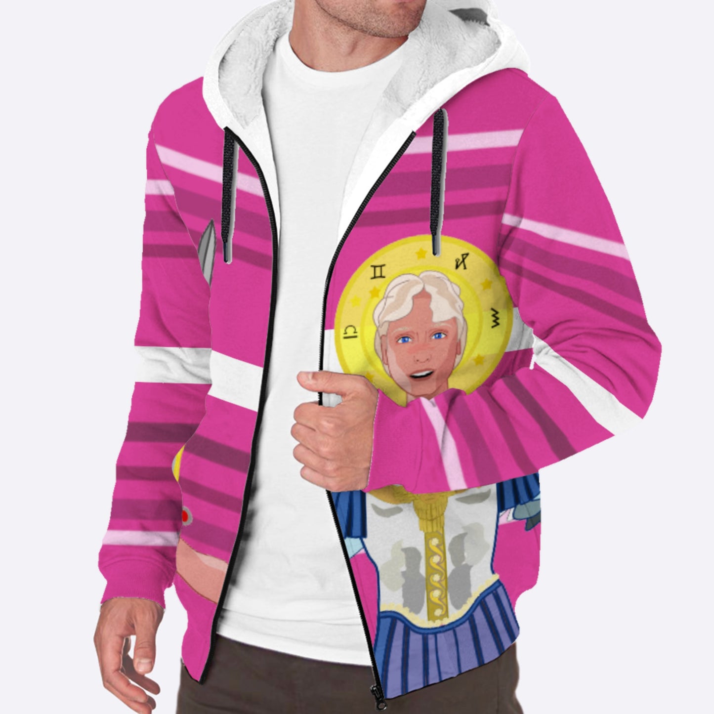 Plush Hoodie Global Freedom United Archangel Michael Croatia V1 Pink1