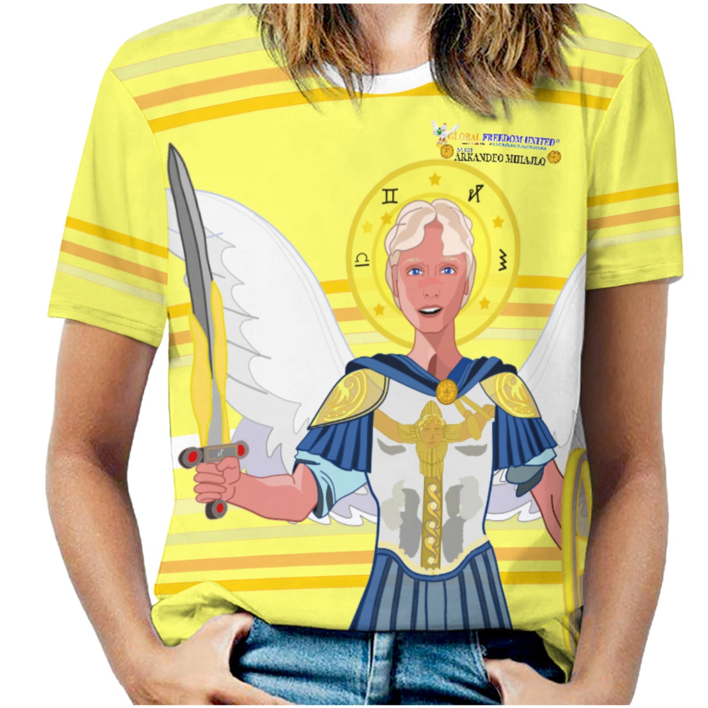 Women´s T-shirt Global Freedom United Archangel Michael Croatia V1 Yellow