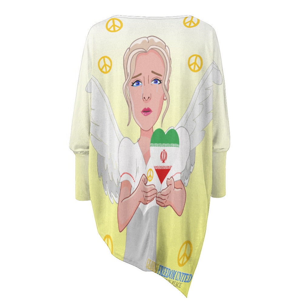 Pullover Long Sleeve T-shirt GLOBAL FREEDOM UNITED© Women Peace Angel for Iran