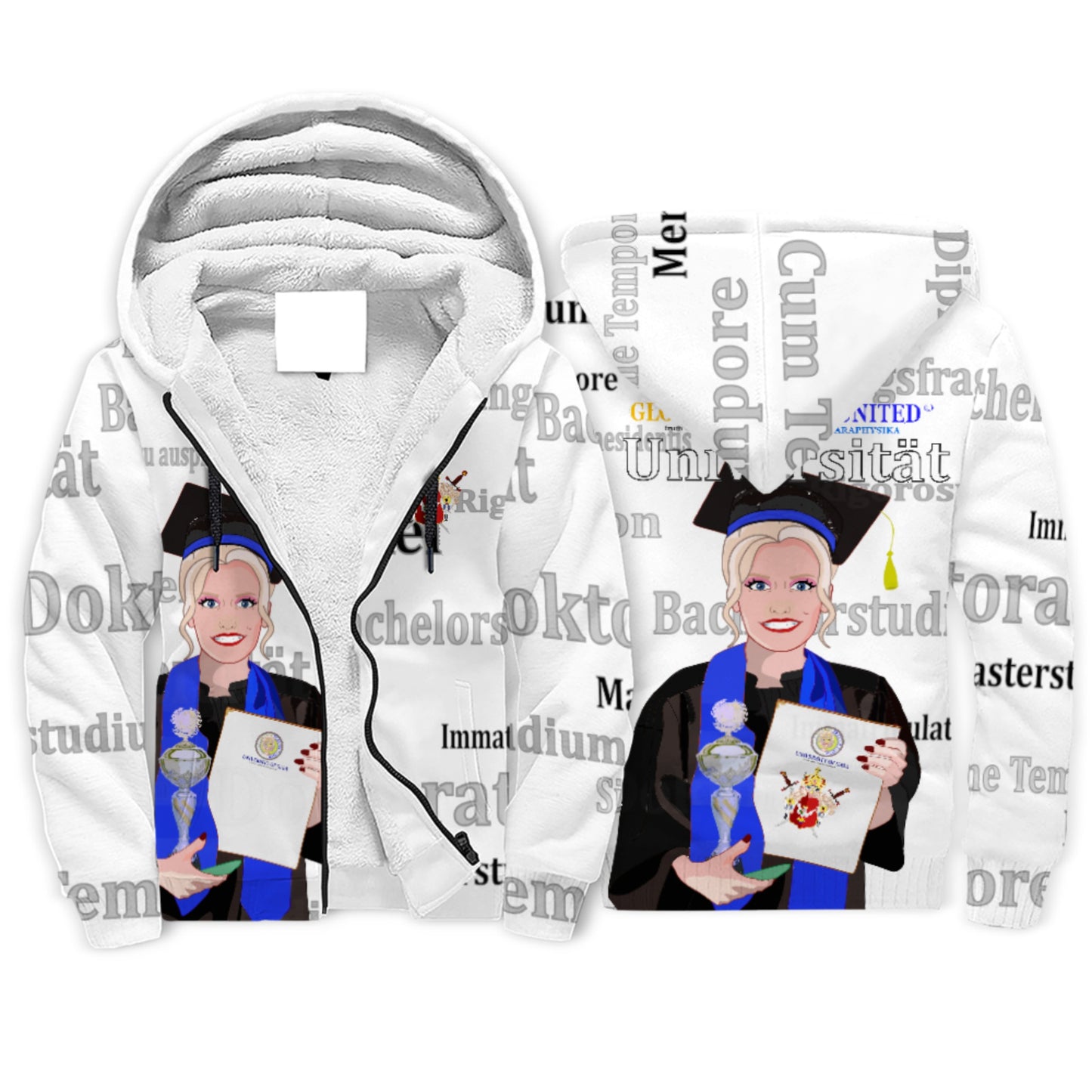 Plush Hoodie Global Freedom United Student Girl Silver Place Blond Hair 3