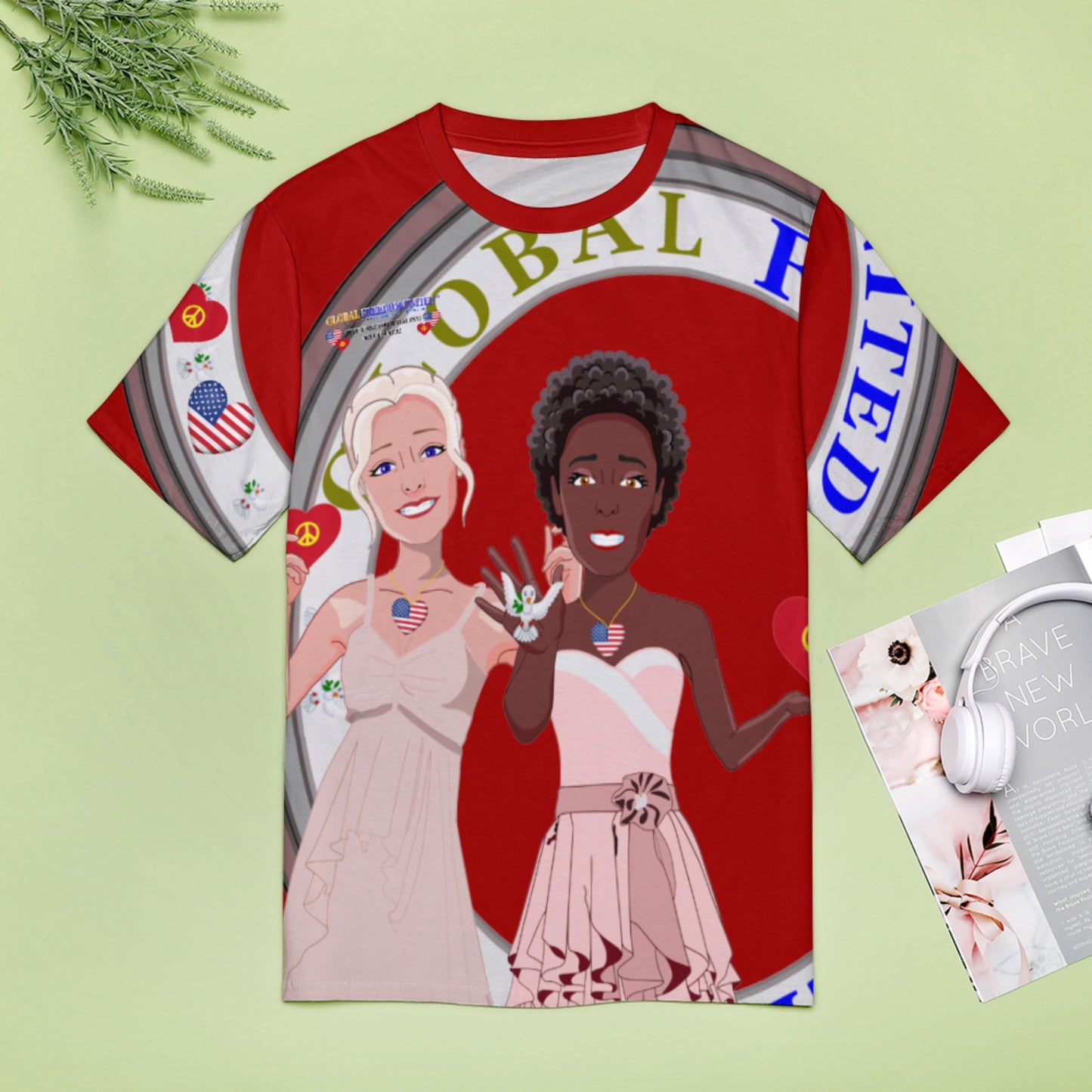 Women´s T-Shirt 3 GLOBAL FREEDOM UNITED© Women Anti Fascism & Racism USA Red