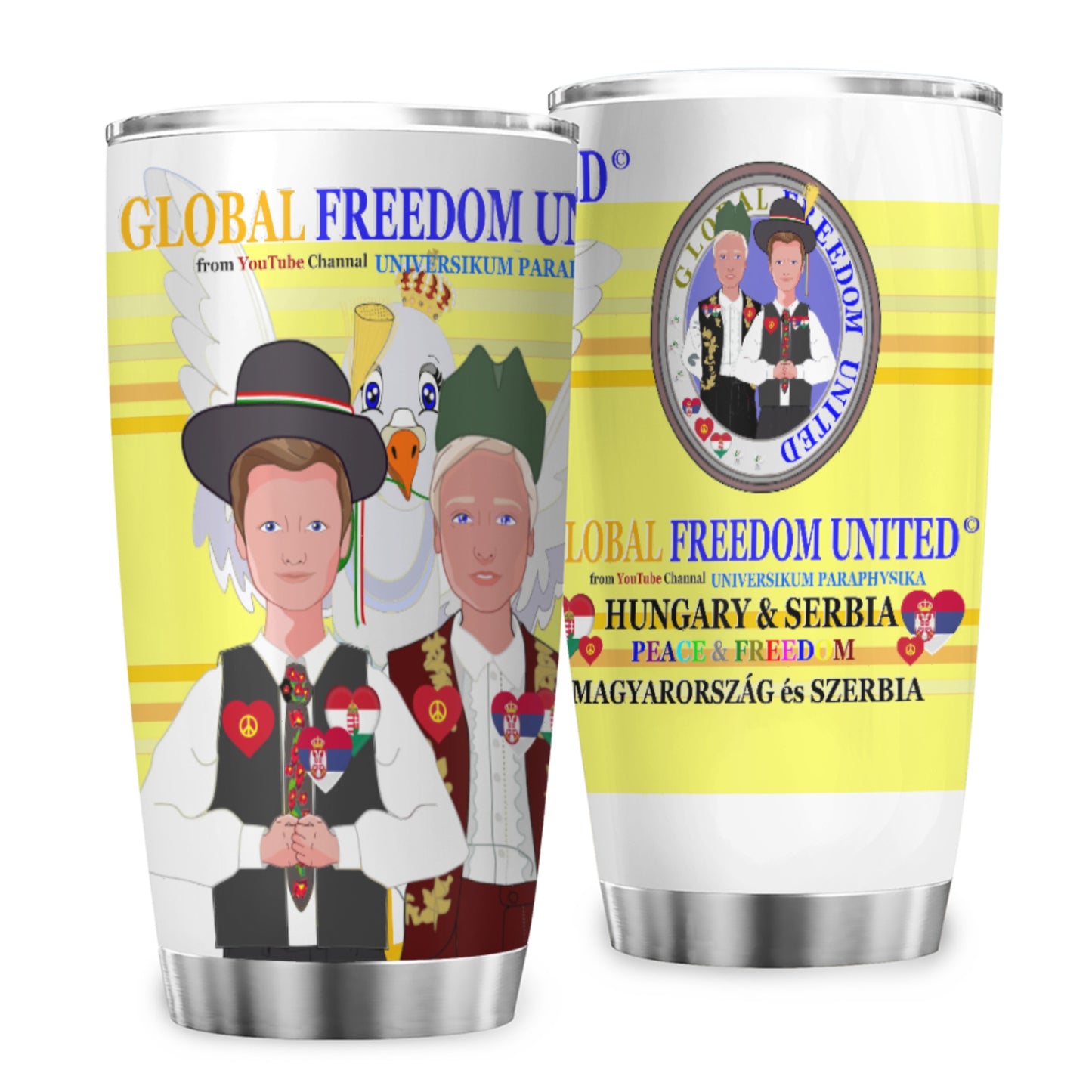 Tumbler GLOBAL FREEDOM UNITED© Men Hungary & Serbia Yellow