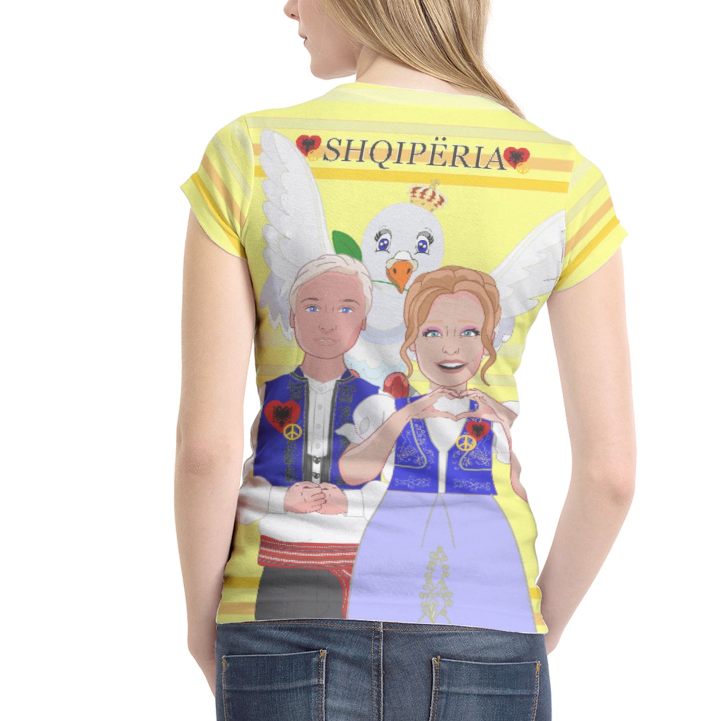 Women´s T-shirt 2 GLOBAL FREEDOM UNITED© Couple Edition Albania Yellow