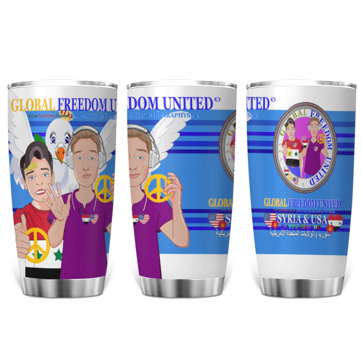 Tumbler GLOBAL FREEDOM UNITED© Men Syria & USA Deep Blue