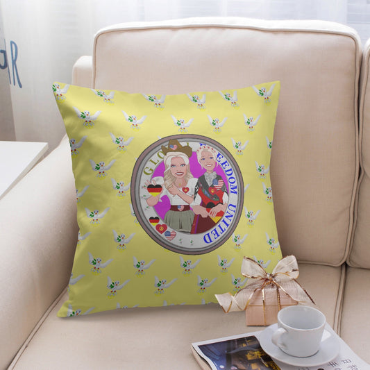GLOBAL FREEDOM UNITED© Women USA & GERMANY YELLOW  18'' Square Pillow Cover