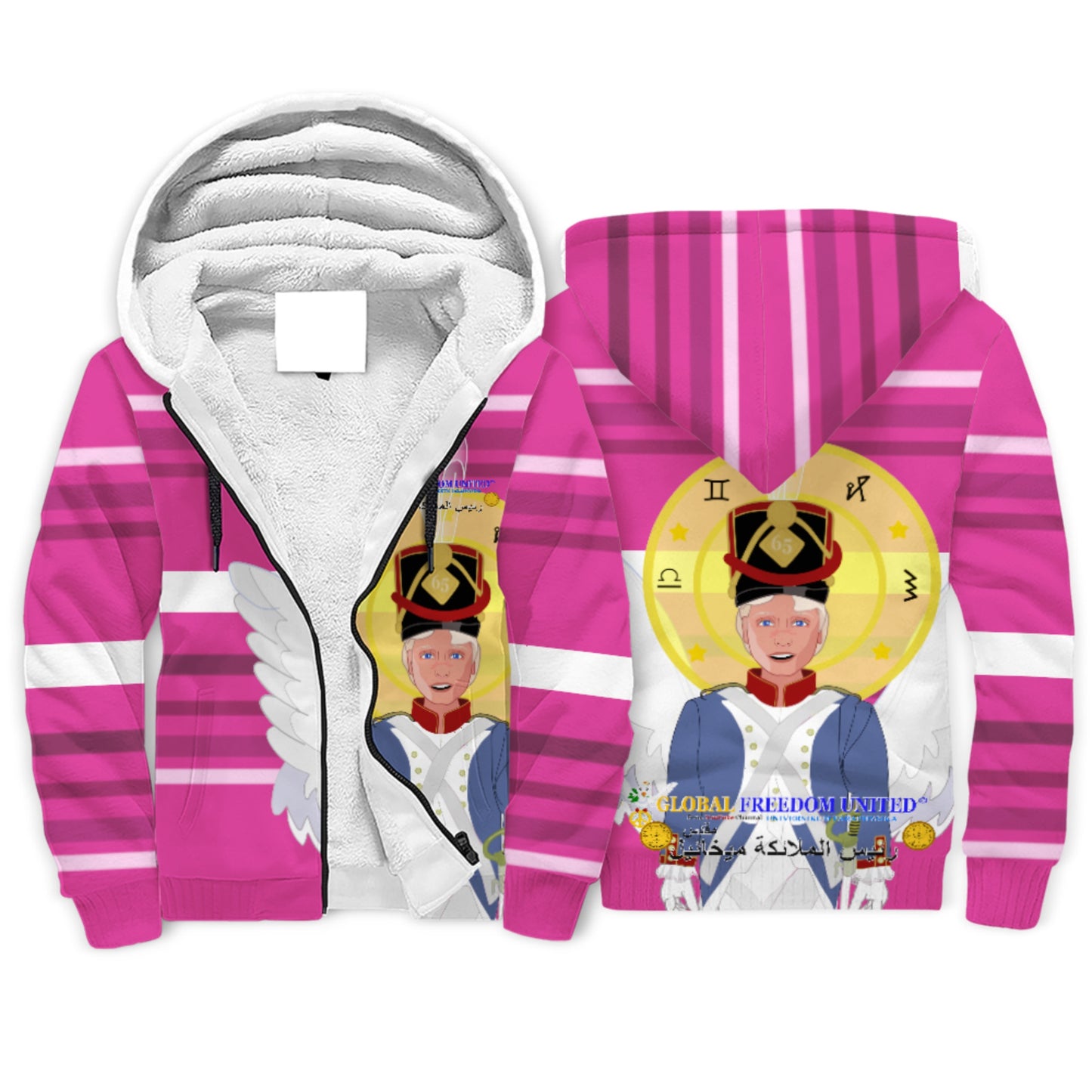Plush Hoodie Global Freedom United Archangel Michael Arabic V3 Pink1
