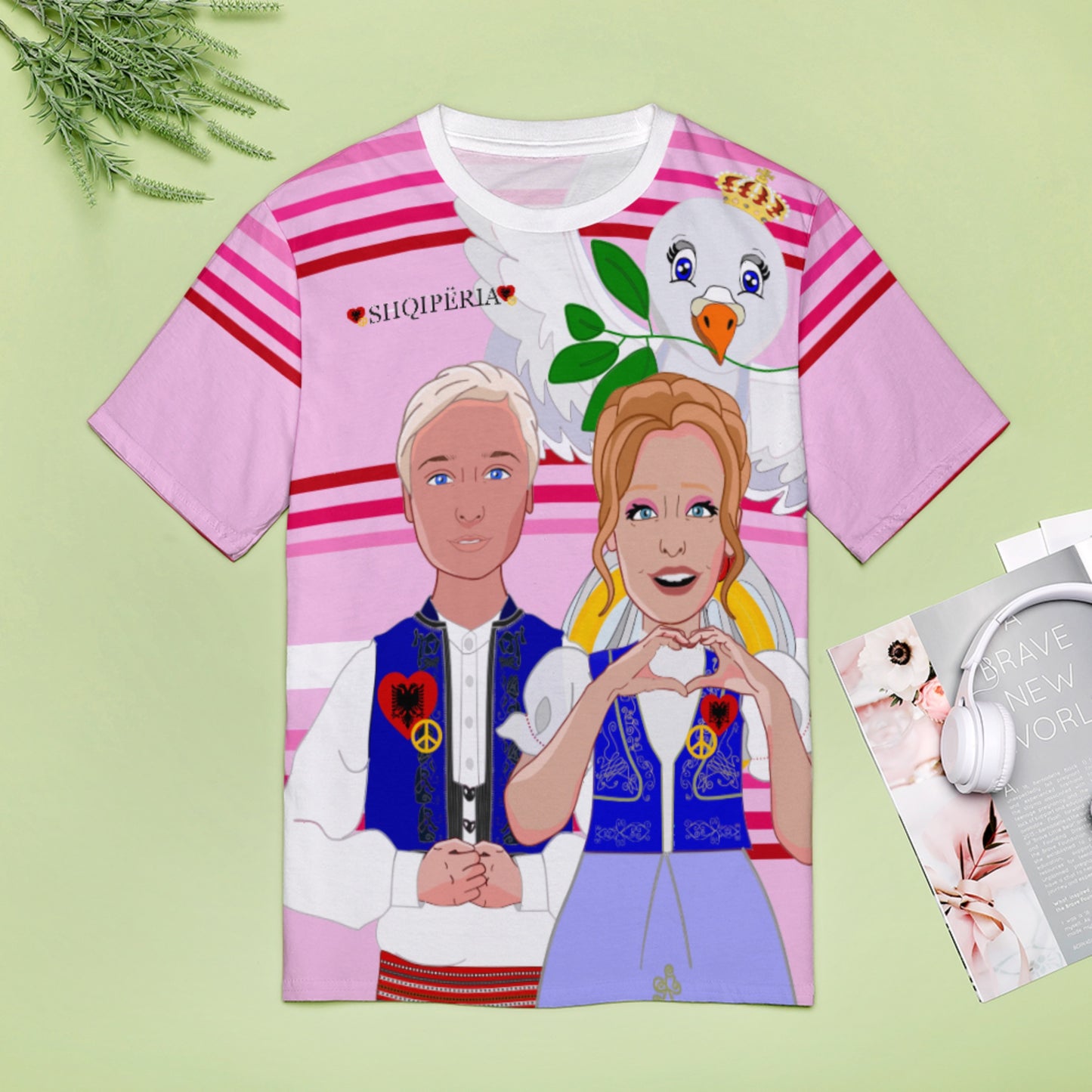 Women´s T-shirt 3 GLOBAL FREEDOM UNITED© Couple Edition Albania Pink2