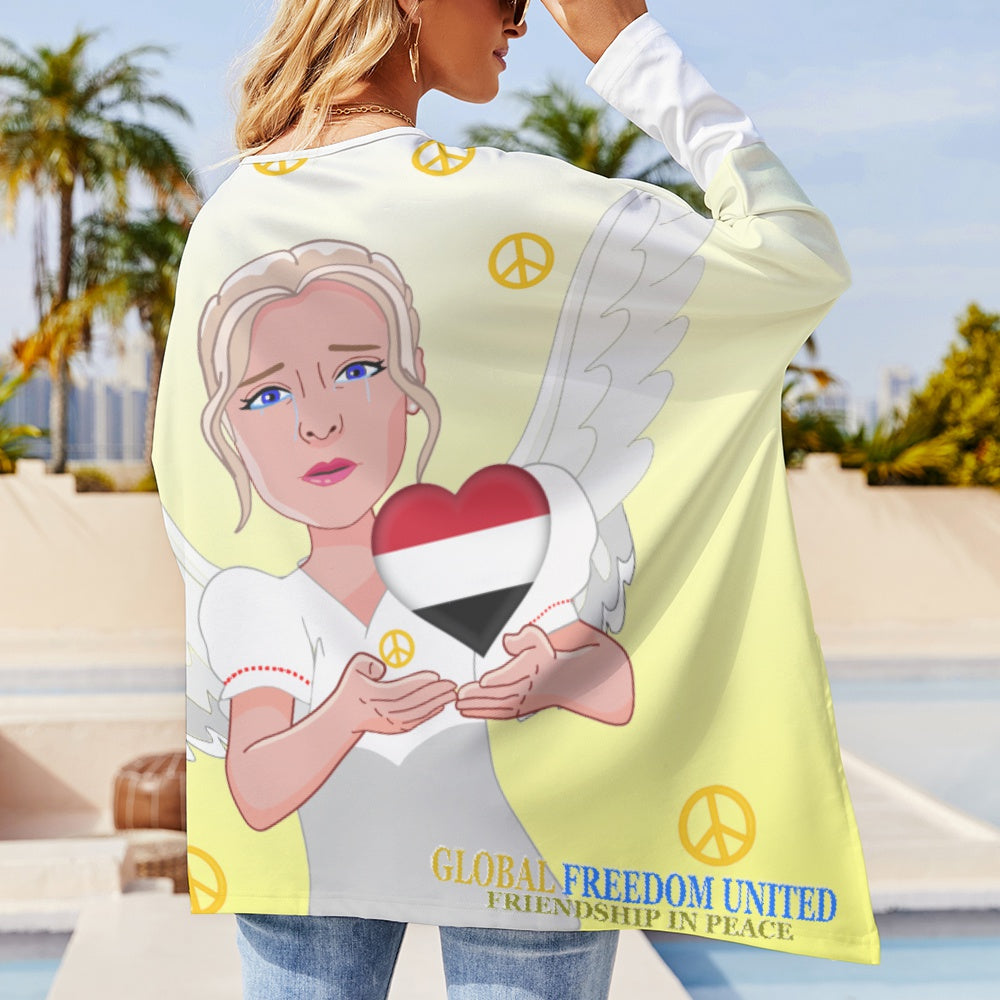 Pullover Long Sleeve T-shirt GLOBAL FREEDOM UNITED© Peace Angel for Yemen