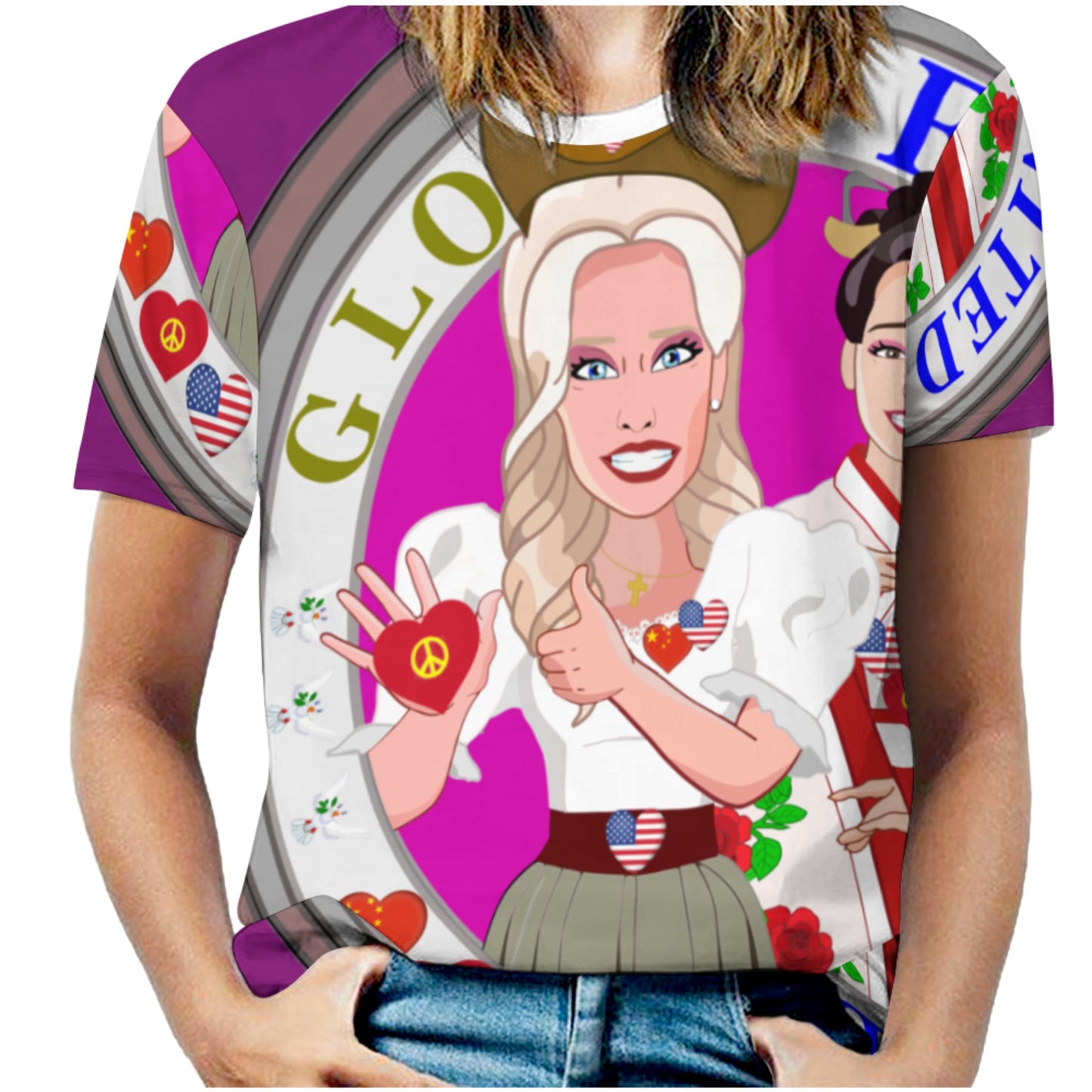 Women´s T-shirt 3 GLOBAL FREEDOM UNITED© Women USA & China  Lilac