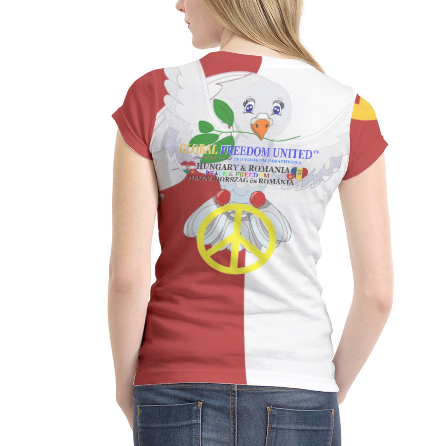 Women´s T-shirt 1 GLOBAL FREEDOM UNITED© Women Romania & Hungary Red