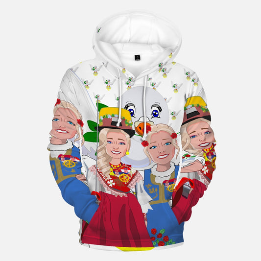 GLOBAL FREEDOM UNITED WOMEN CROATIA & SERBIA OLD PEAC WIGHT V2 Round Collar Hoodie