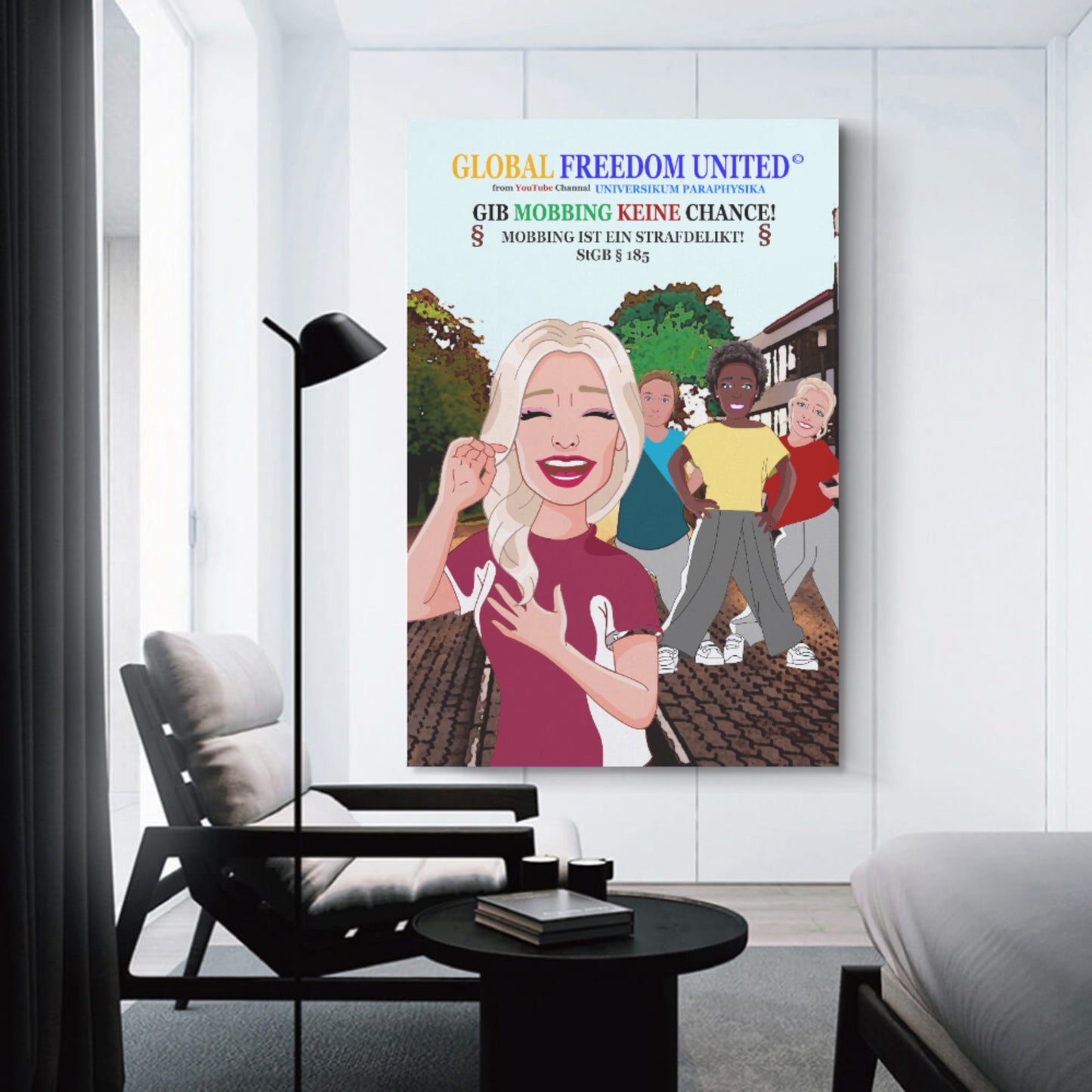 Poster GLOBAL FREEDOM UNITED© Gib Mobbing Eine Chance