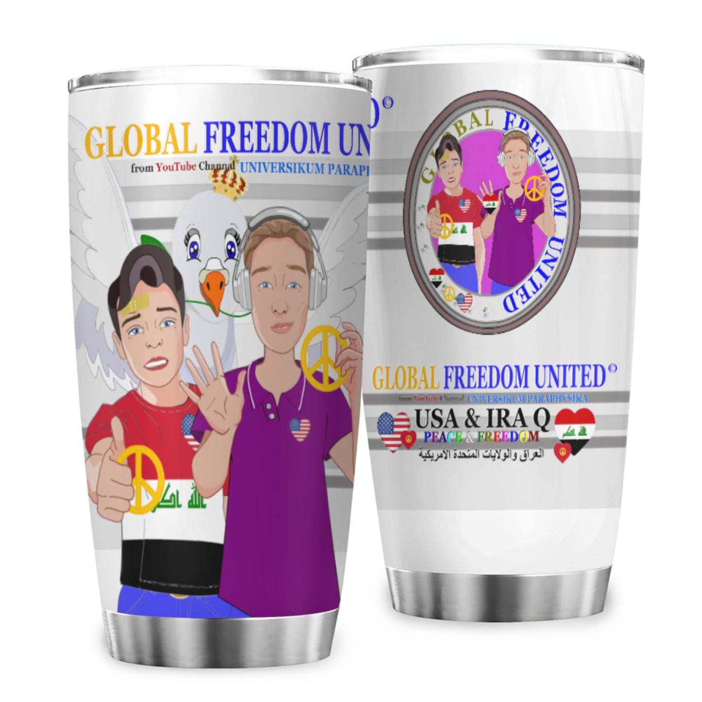 Tumbler GLOBAL FREEDOM UNITED© Men Iraq & USA Grey