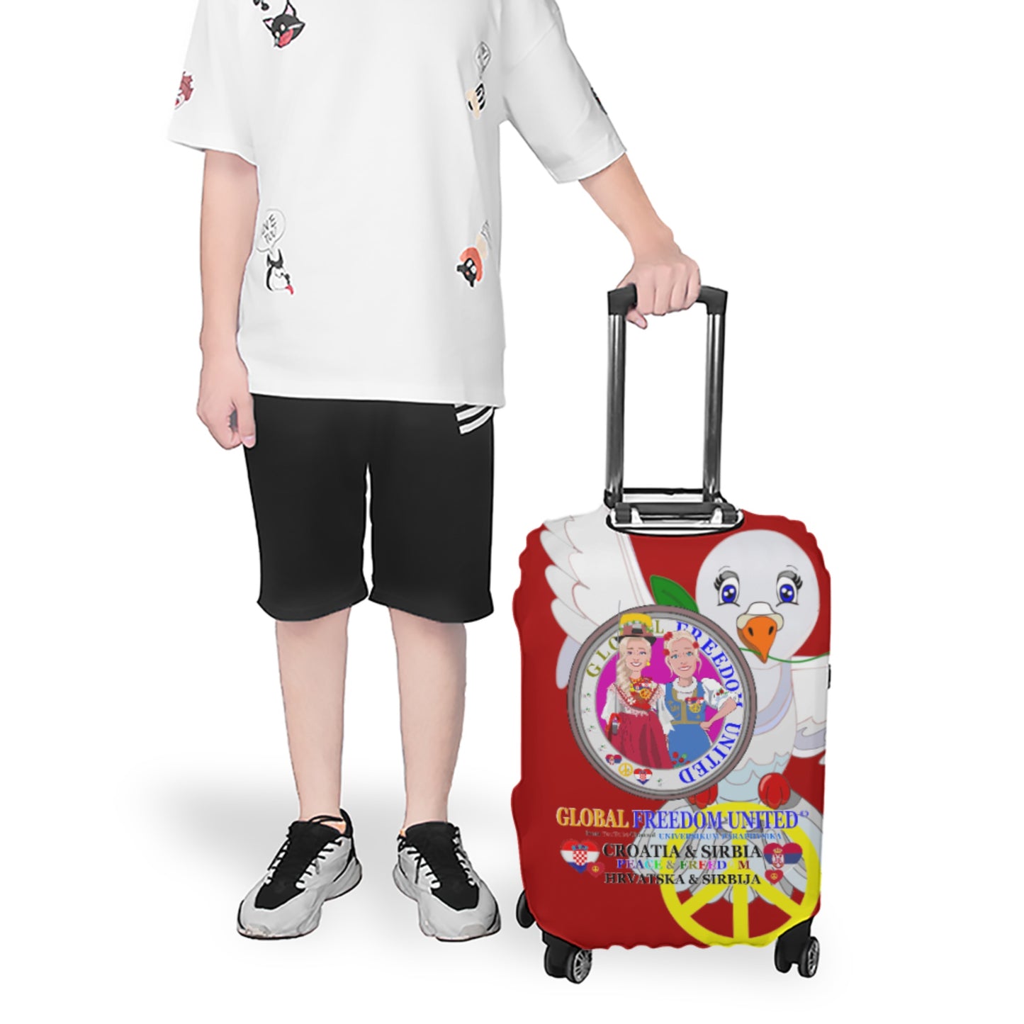 Lugguage Cover Global Freedom United Women Croatia & Serbia Old Peace Red