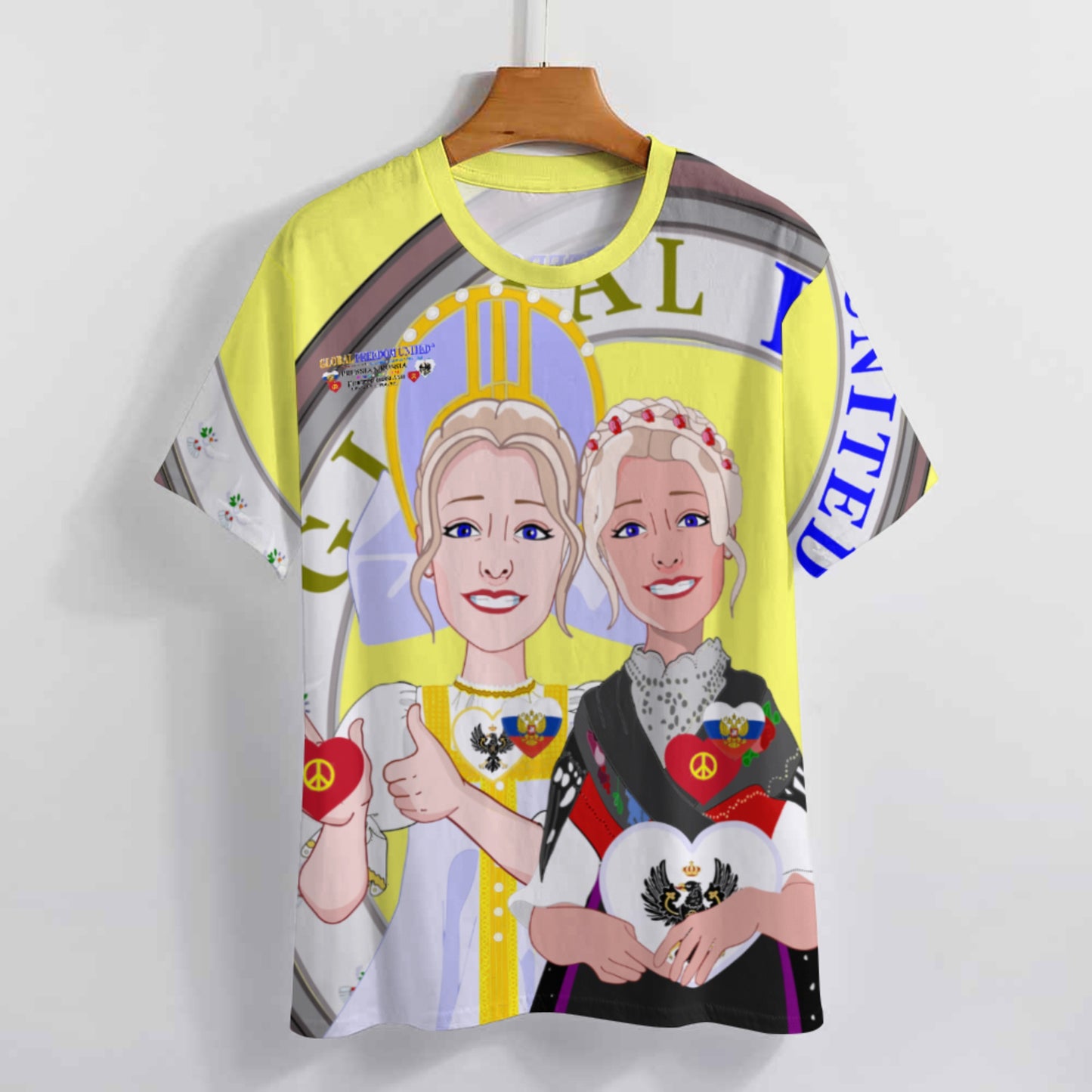 Women´s T-shirt 2 GLOBAL FREEDOM UNITED© Women Prussia & Russia Yellow