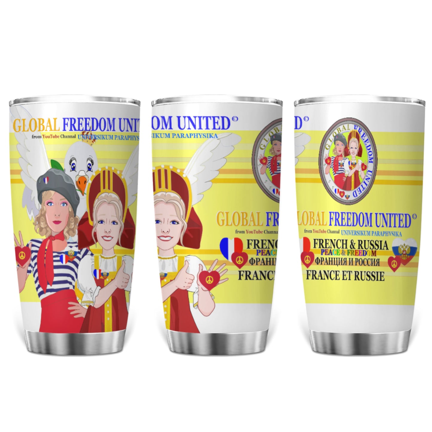 Tumbler Global Freedom United Women French & Russia Old Peace Yellow