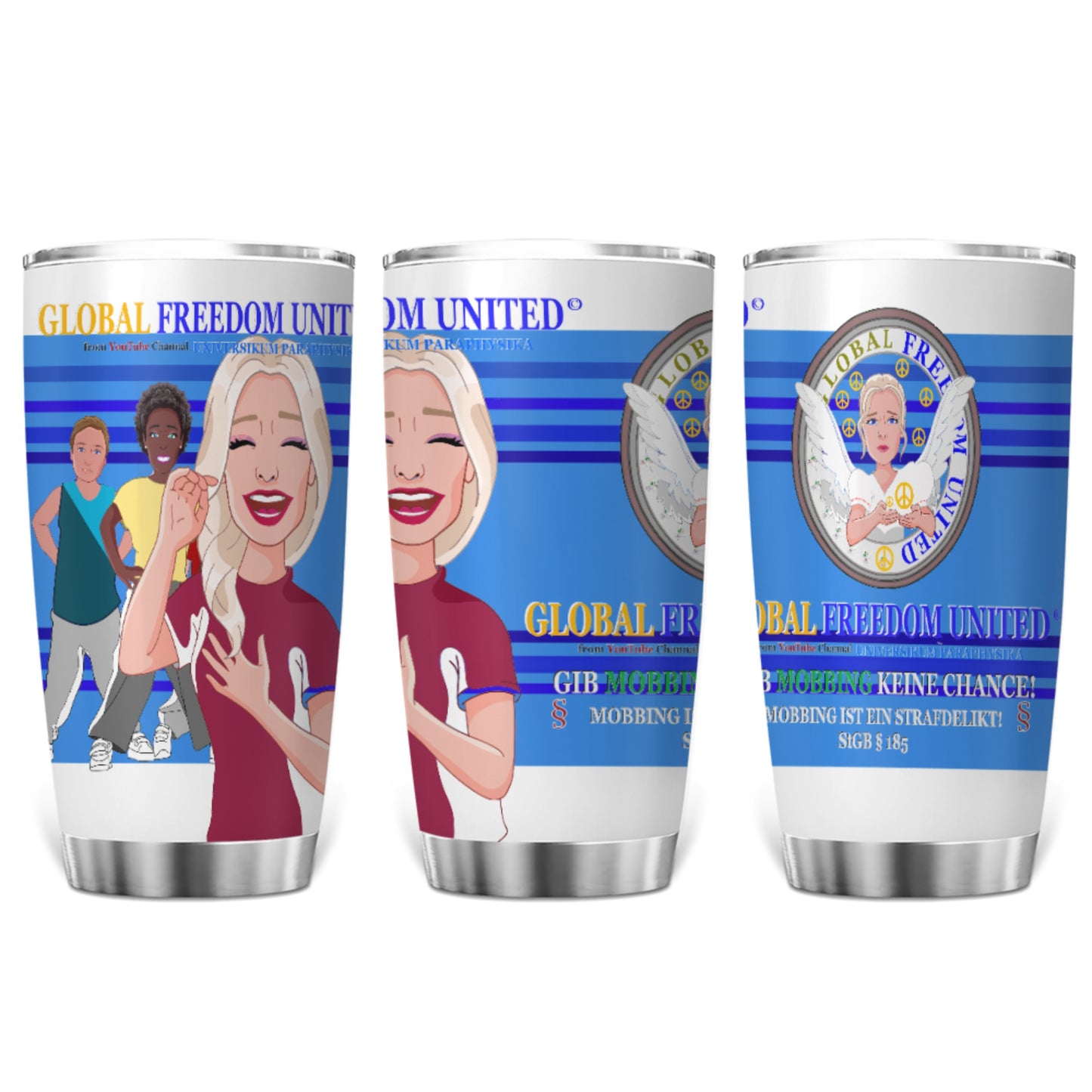 Tumbler Global Freedom United  Gib Mobbing Keine Chance Dunkel Blau