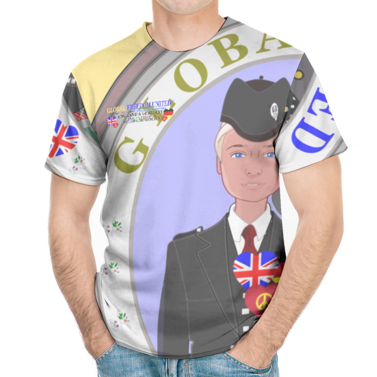 Men´s T-shirt GLOBAL FREEDOM UNITED© Men England & Germany V2 Yellow