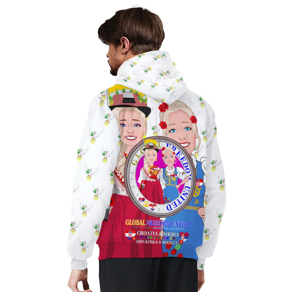 Plush Hoodie GLOBAL FREEDOM UNITED© Women Croatia & Serbia V2 Wight