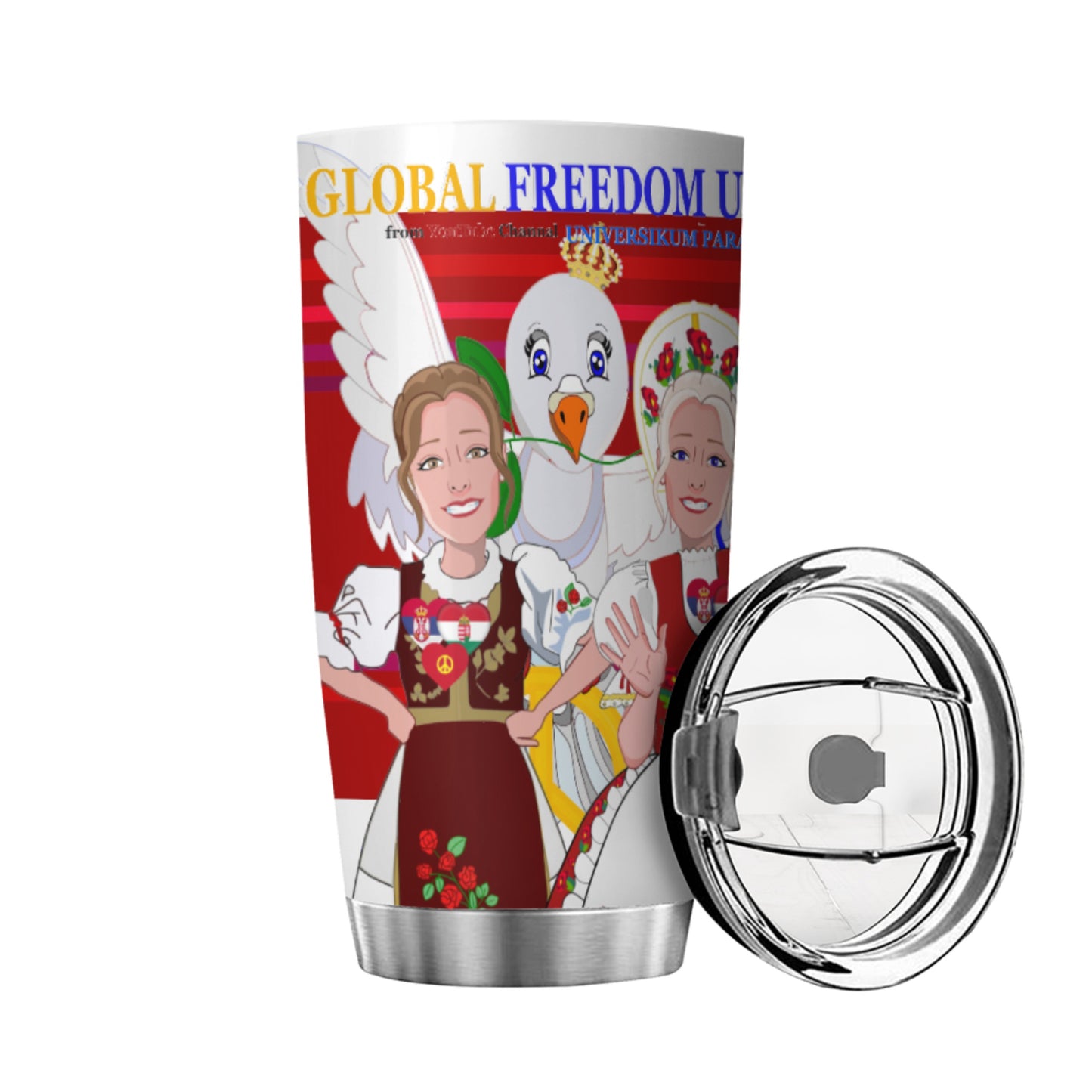 Tumbler GLOBAL FREEDOM UNITED© Women Hungary & Serbia Red