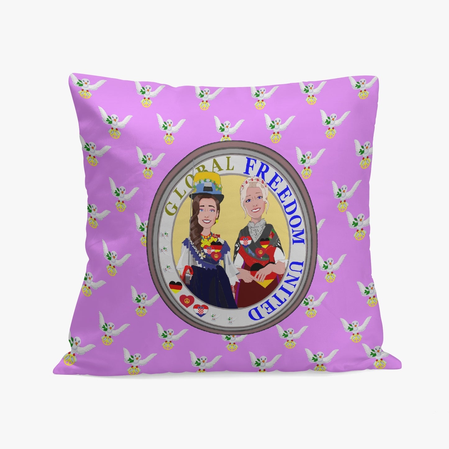 GLOBAL FREEDOM UNITED©  Women CROATIA & GERMANY V1 18'' Square Pillow Cover