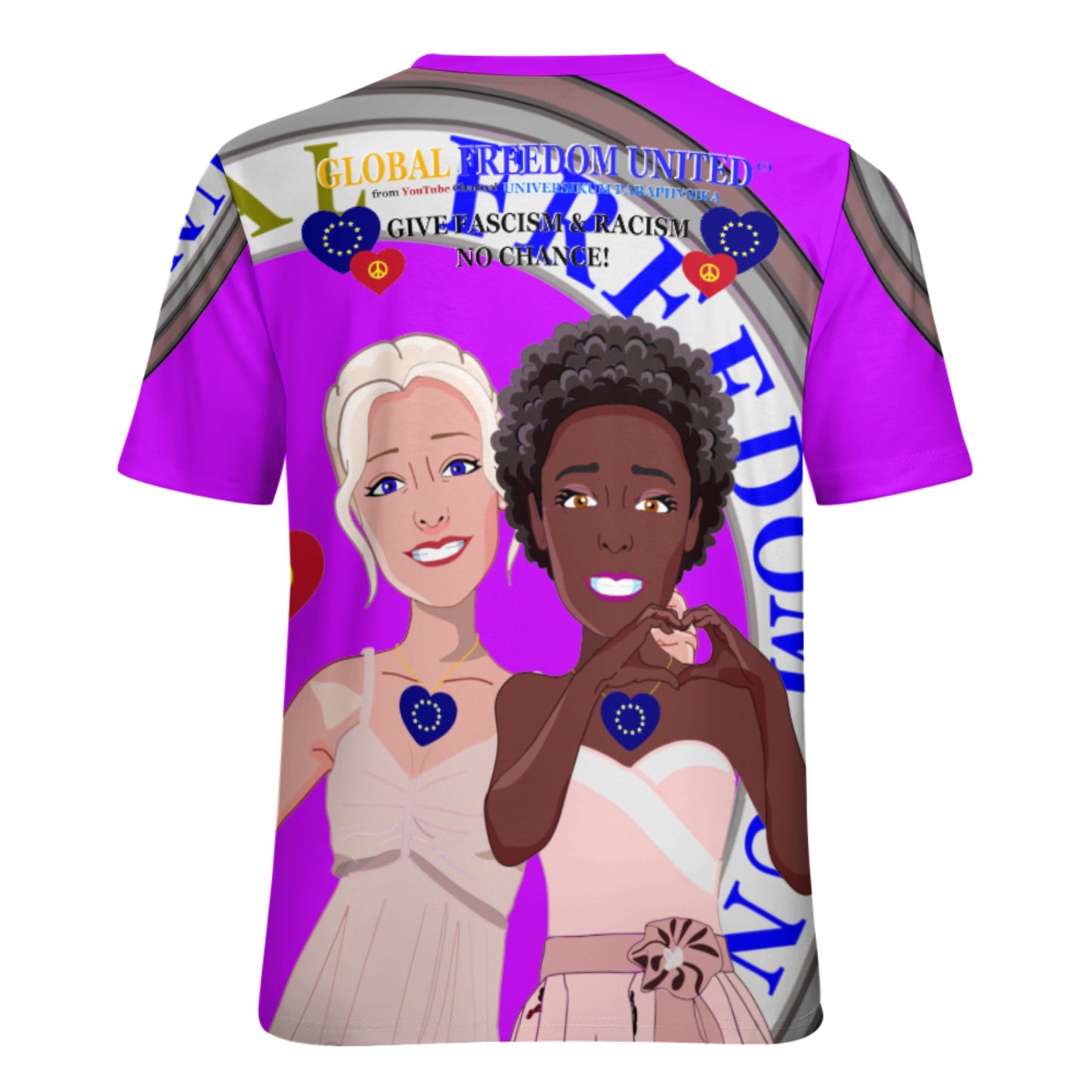 Women´s T-shirt 3 GLOBAL FREEDOM UNITED© Anti Fascism & Racism EU Lilac