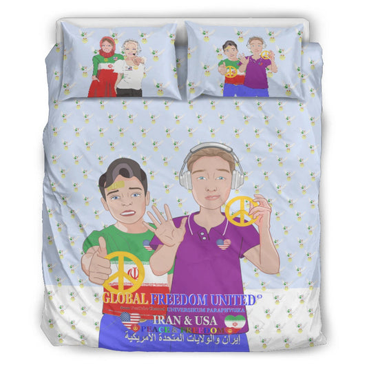 Bed Line GLOBAL FREEDOM UNITED© Men Iran & USA   Light Blue