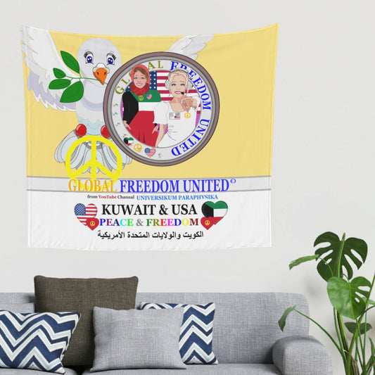 Tapestry Global Freedomo United Women Kuwait & Usa Old Peace Yellow