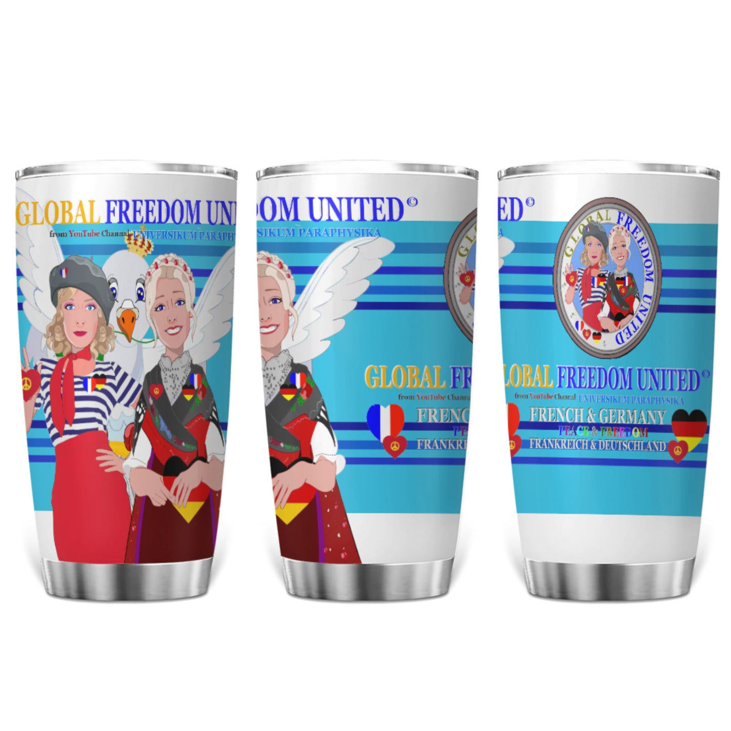 Tumbler Global Freedom United Women French & Germany Old Peace Blue