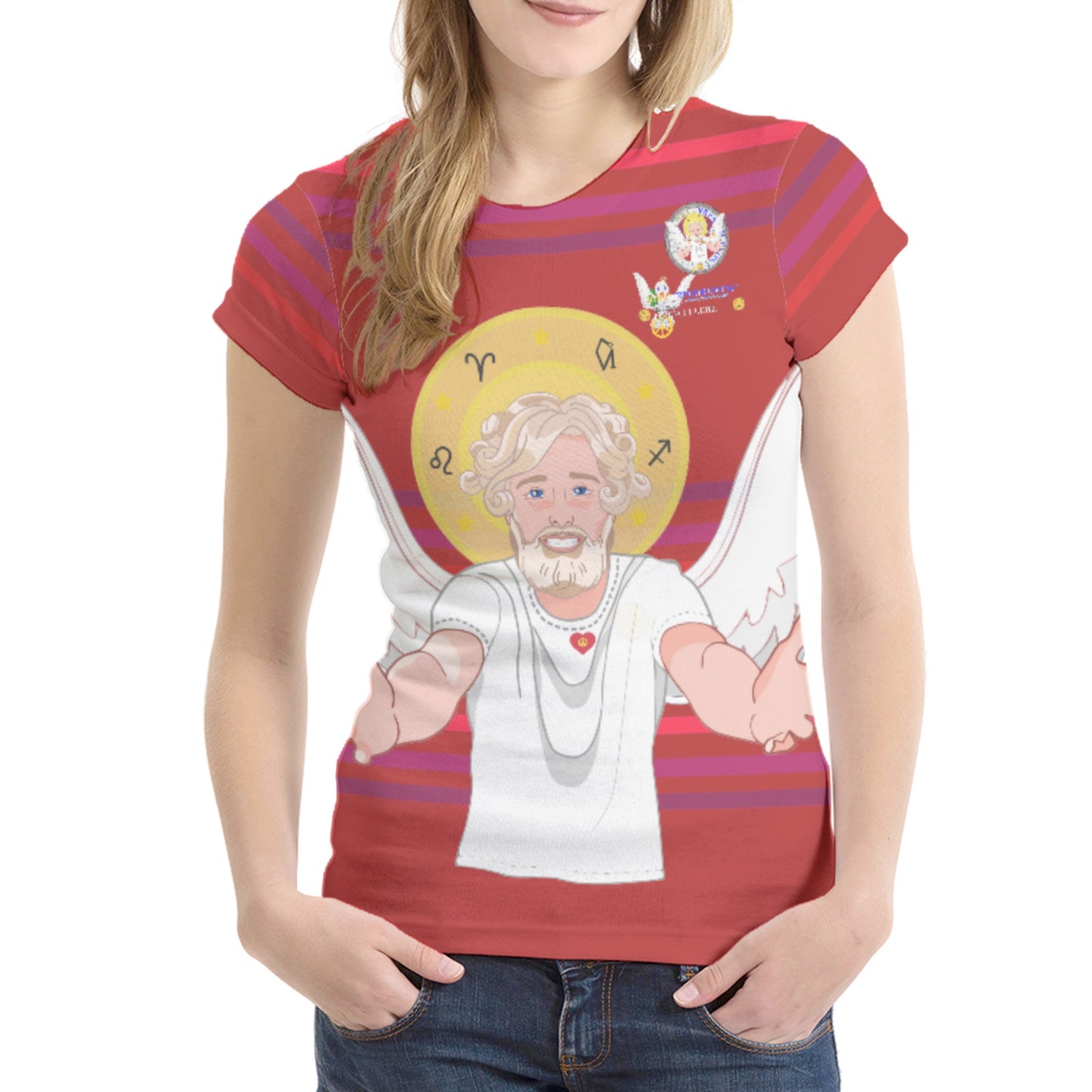 Women´s T-shirt  Global Freedom United Archangel Uriel German Red