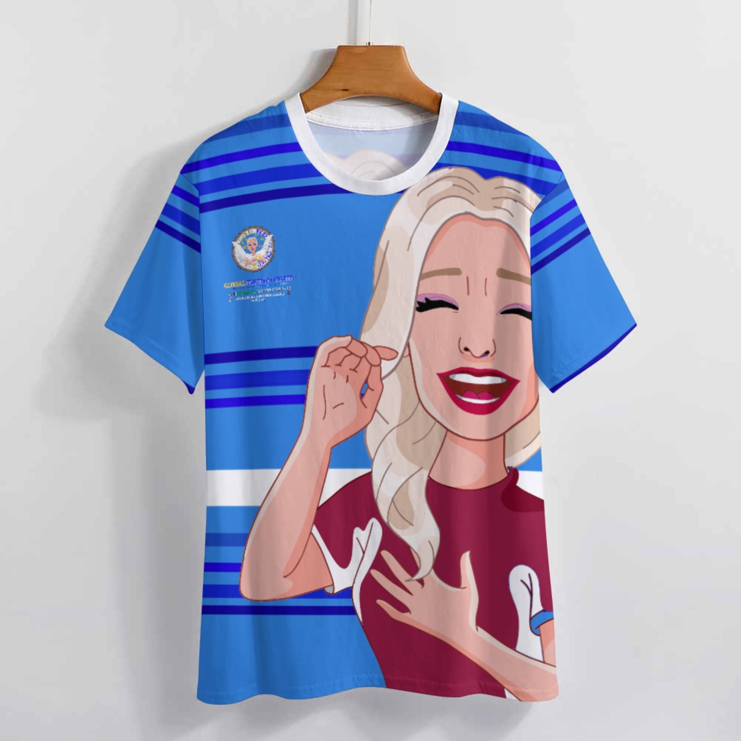 Women´s S T-shirt 2 Global Freedom United  Gib Mobbing Keine Chance Dunkel Blau