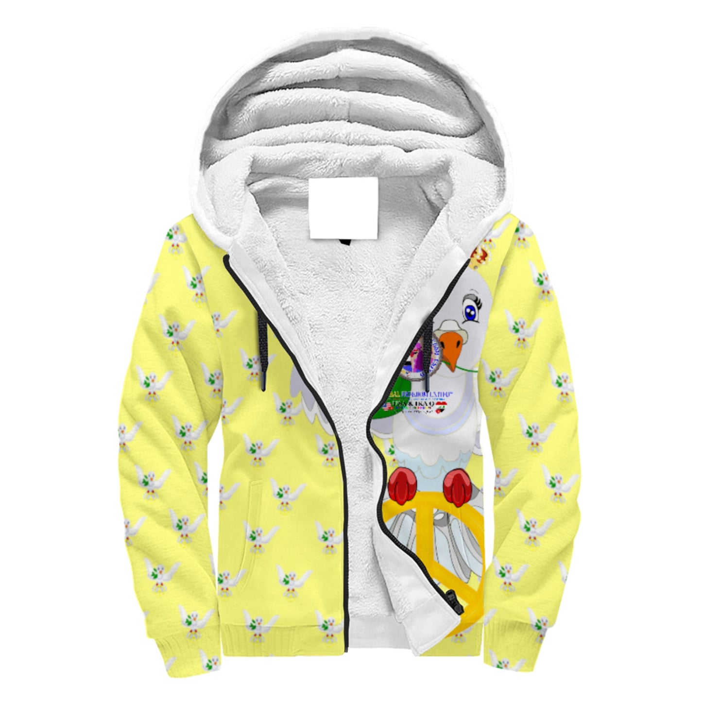 Plush Hoodie GLOBAL FREEDOM UNITED© Men Iraq  & USA Yellow