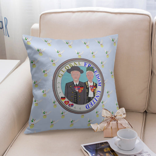 GLOBAL FREEDOM UNITED© Men SERBIA & GERMANY Light Blue 18'' Square Pillow Cover
