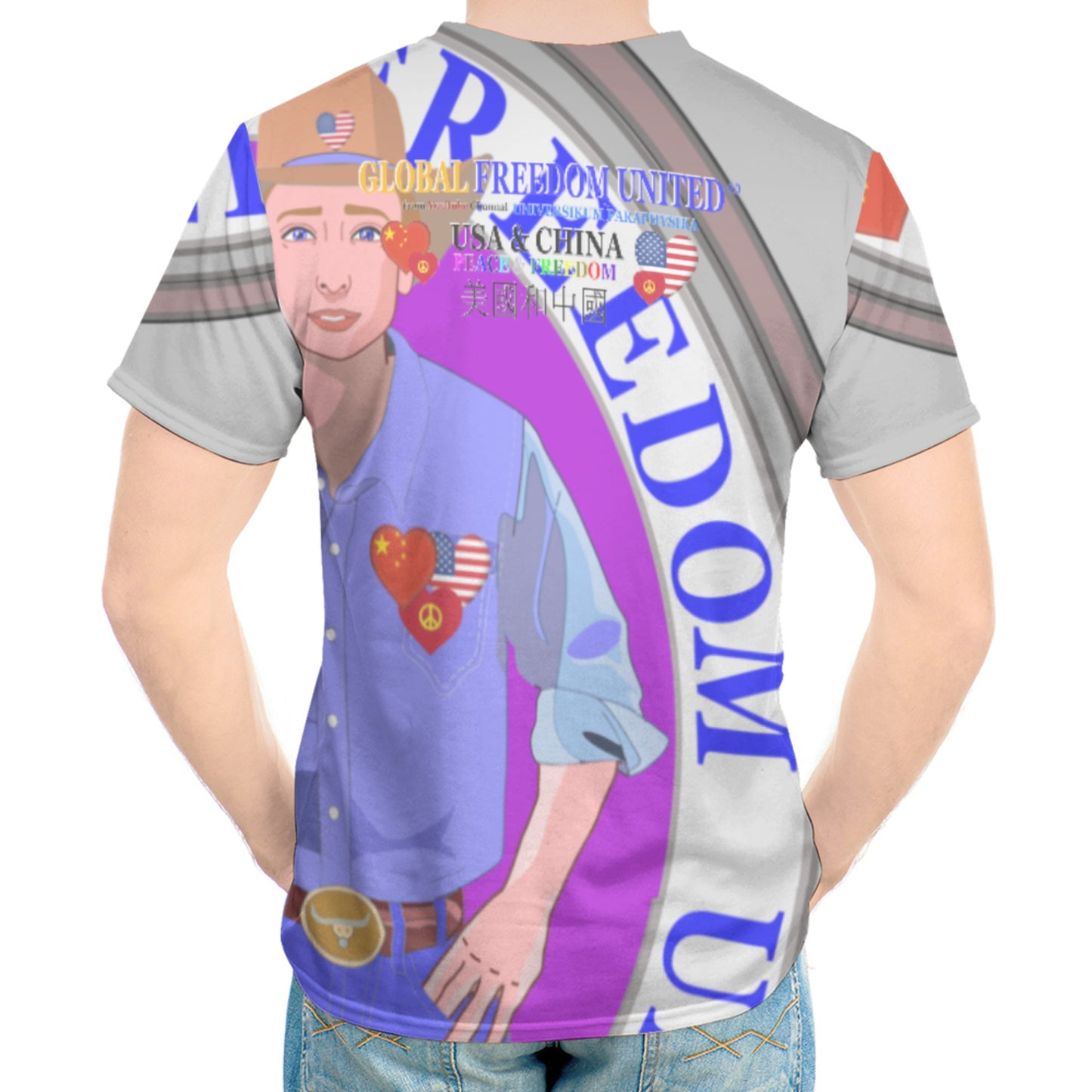 Men´s T-shirt GLOBAL FREEDOM UNITED© Men China & USA V2 Grey