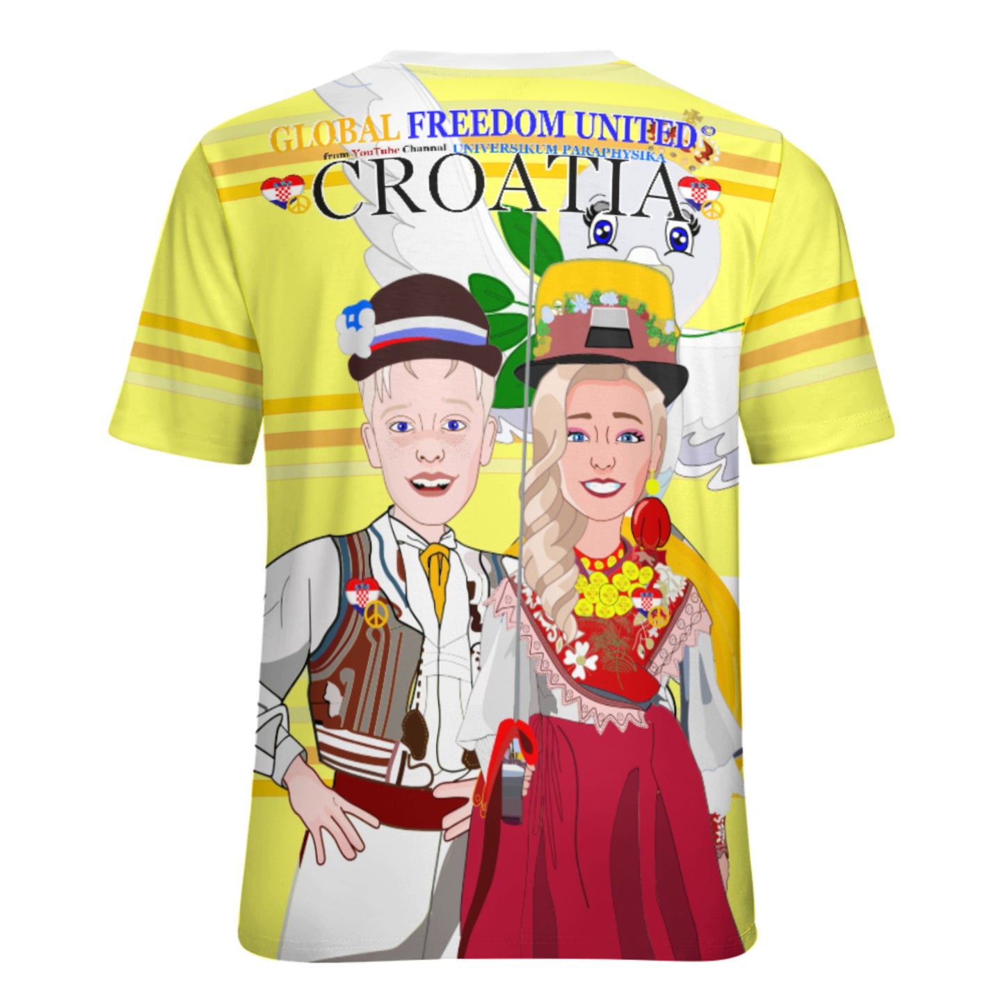 Women´s T-shirt 1 Global Freedom United Couple Edition Croatia  Yellow