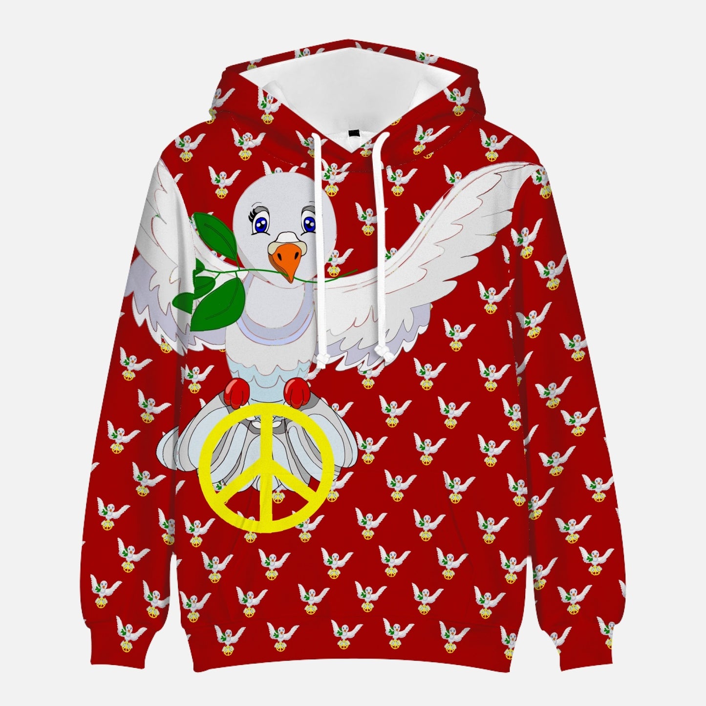 GLOBAL FREEDOM UNITED DOVE OF PEACE OLD PEACE RED  Round Collar Hoodie
