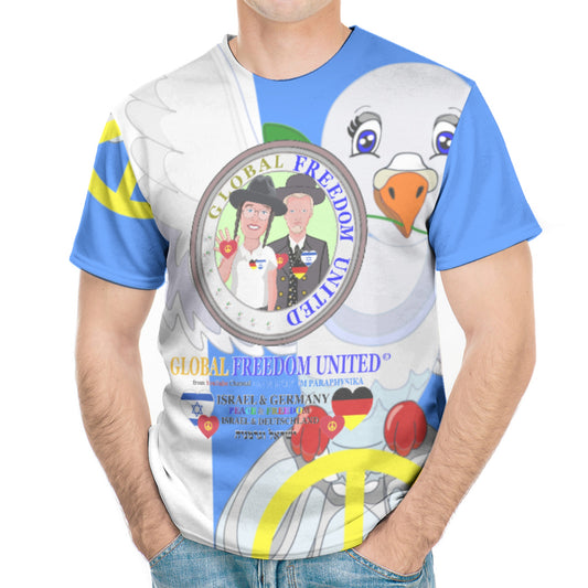 Men´s T-shirt GLOBAL FREEDOM UNITED© Israel & German Version 1 Blue