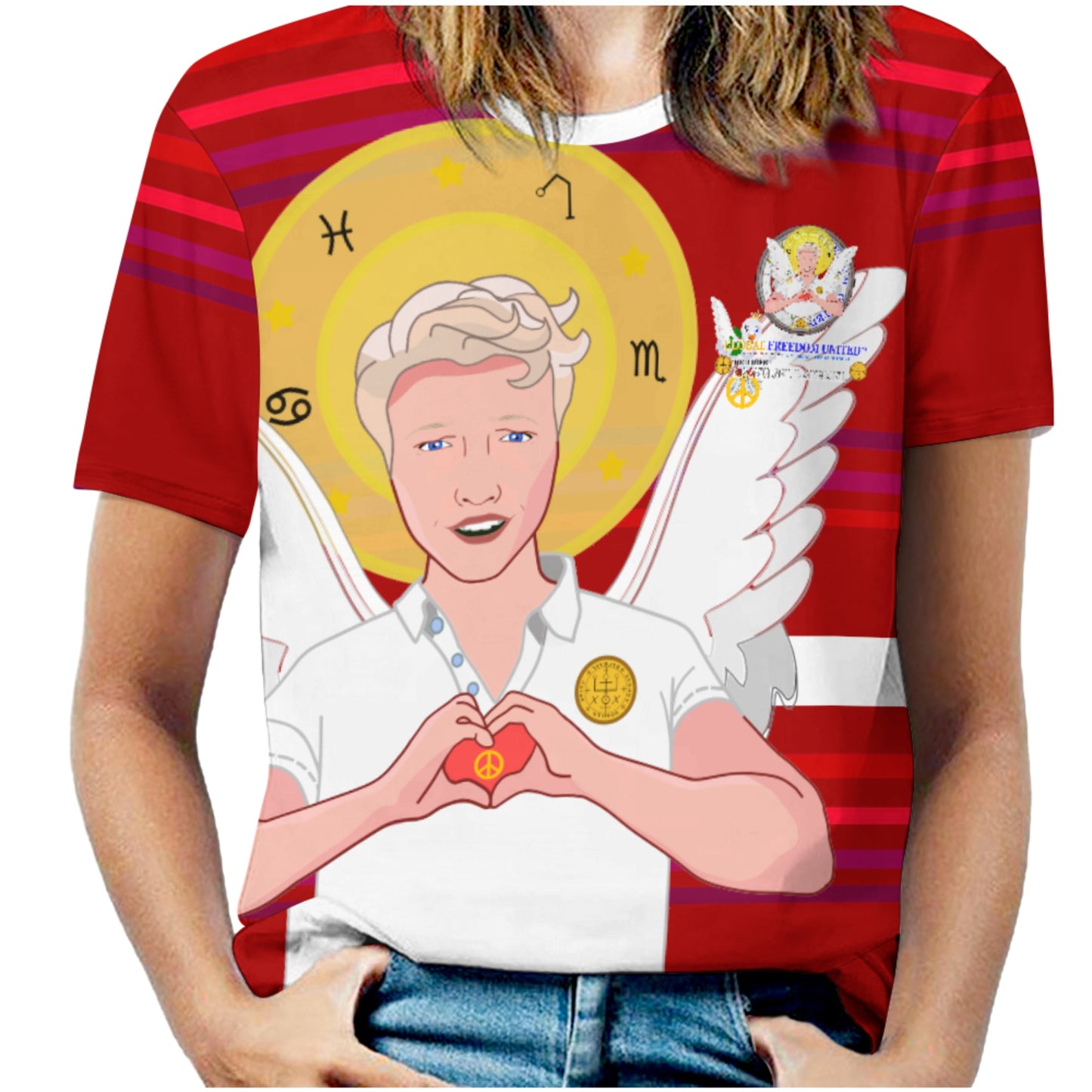 Women´s T-shirt GLOBAL FREEDOM UNITED© Archangel Rafael German Red