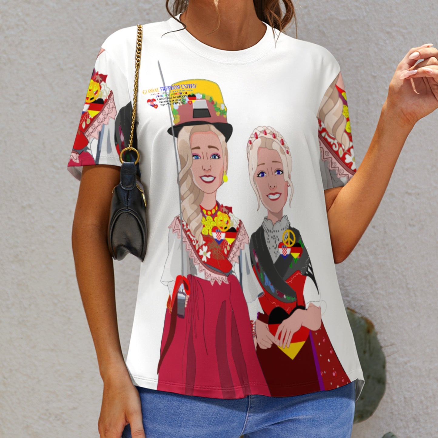 Full Print T-Shirt GLOBAL FREEDOM UNITED© Men Croatia & Germany  V1 Big