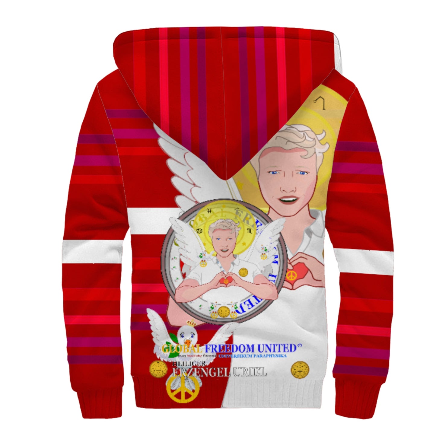 Plush Hoodie Global Freedom United Archangel Raphael German Red