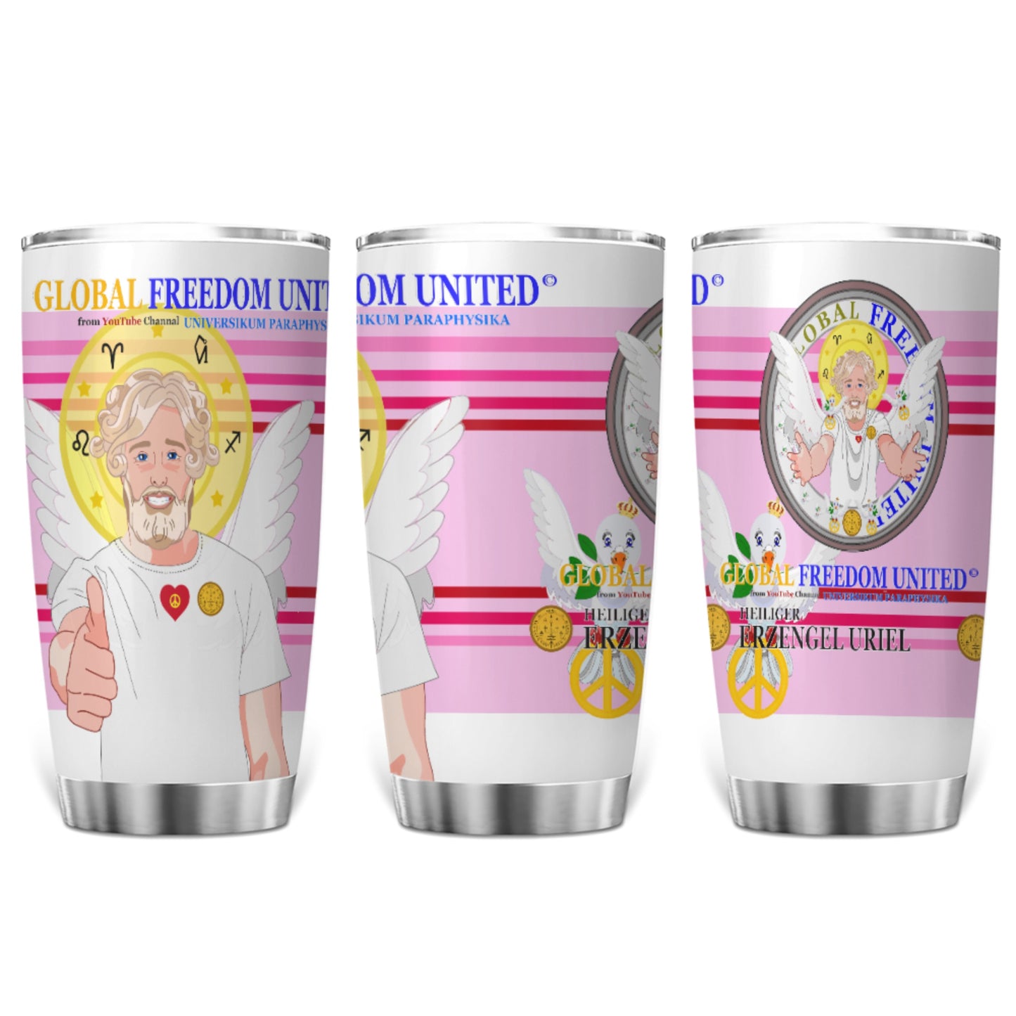 Tumbler Global Freedom United  Archangel Uriel German  Pink2