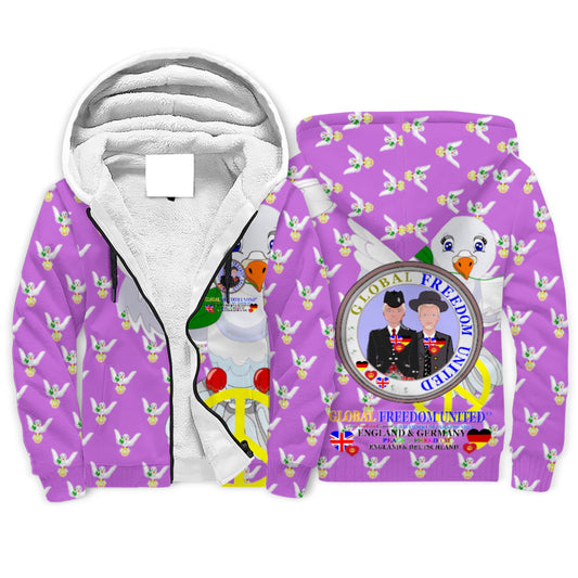 Plush Hoodie GLOBAL FREEDOM UNITED© Men England & Germany Lilac