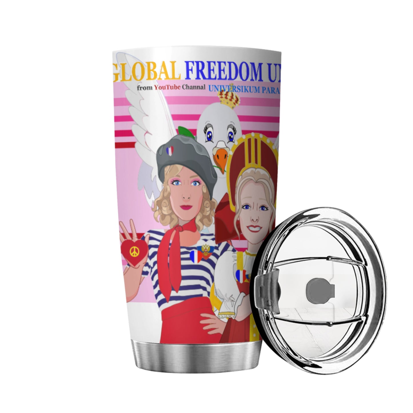 Tumbler Global Freedom United Women French & Russia Old Peace Pink