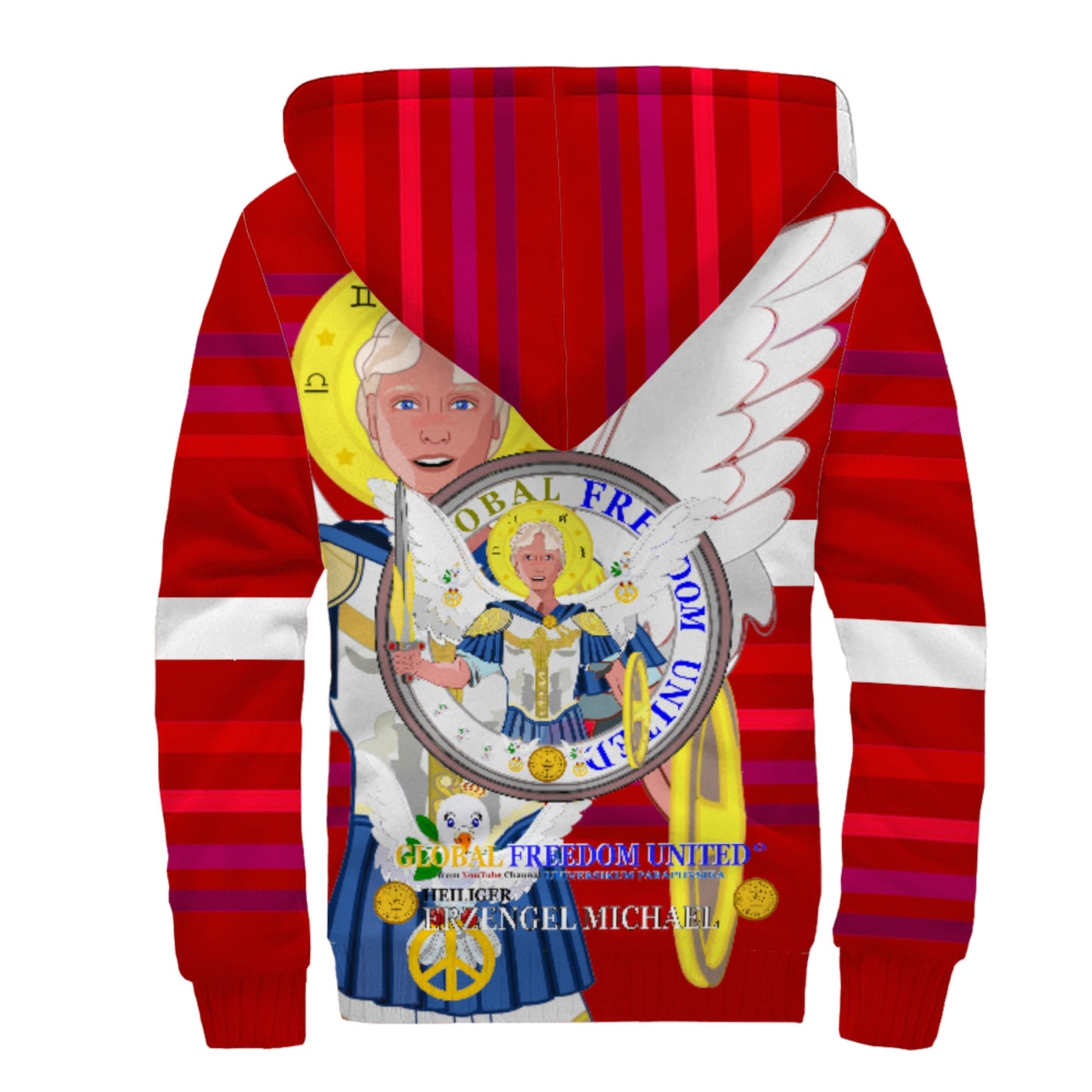 Plush Hoodie Global Freedom United Archangel Michael German Red