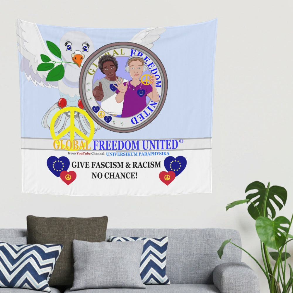 Tapestry GLOBAL FREEDOM UNITED© Men Anti Fascism & Racism EU Light Blue
