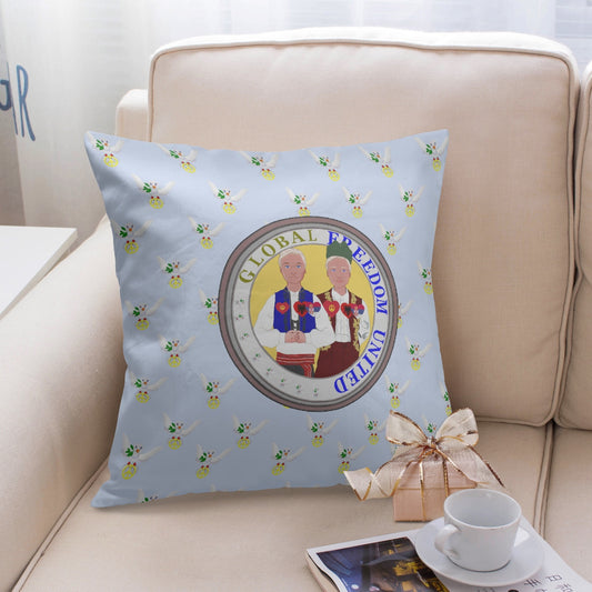 GLOBAL FREEDOM UNITED© Men ALBANIA & SERBIA LIGHT PEACE 18'' Square Pillow Cover