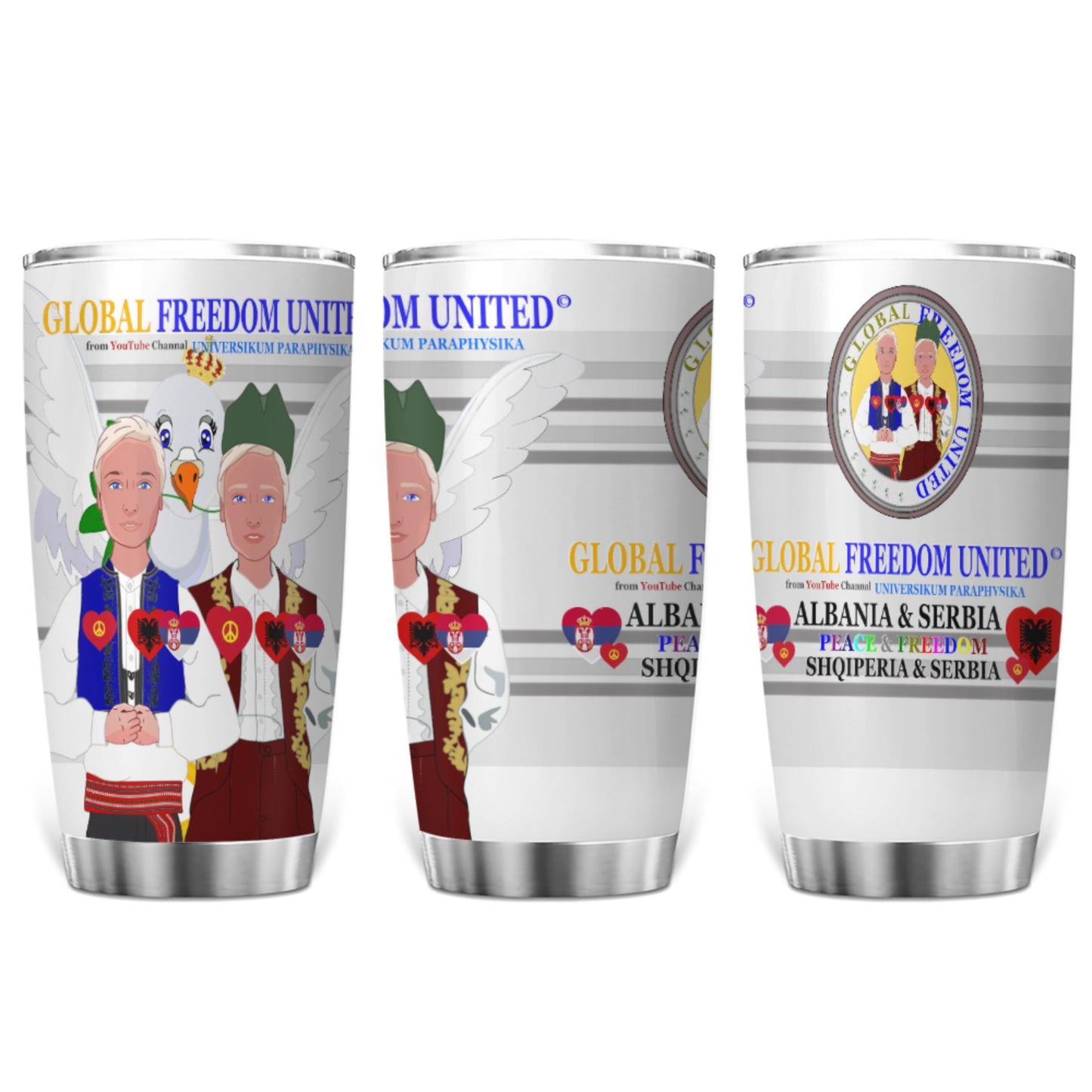 Tumbler Global Freedom United Men Albania & Serbia Old Peace Grey