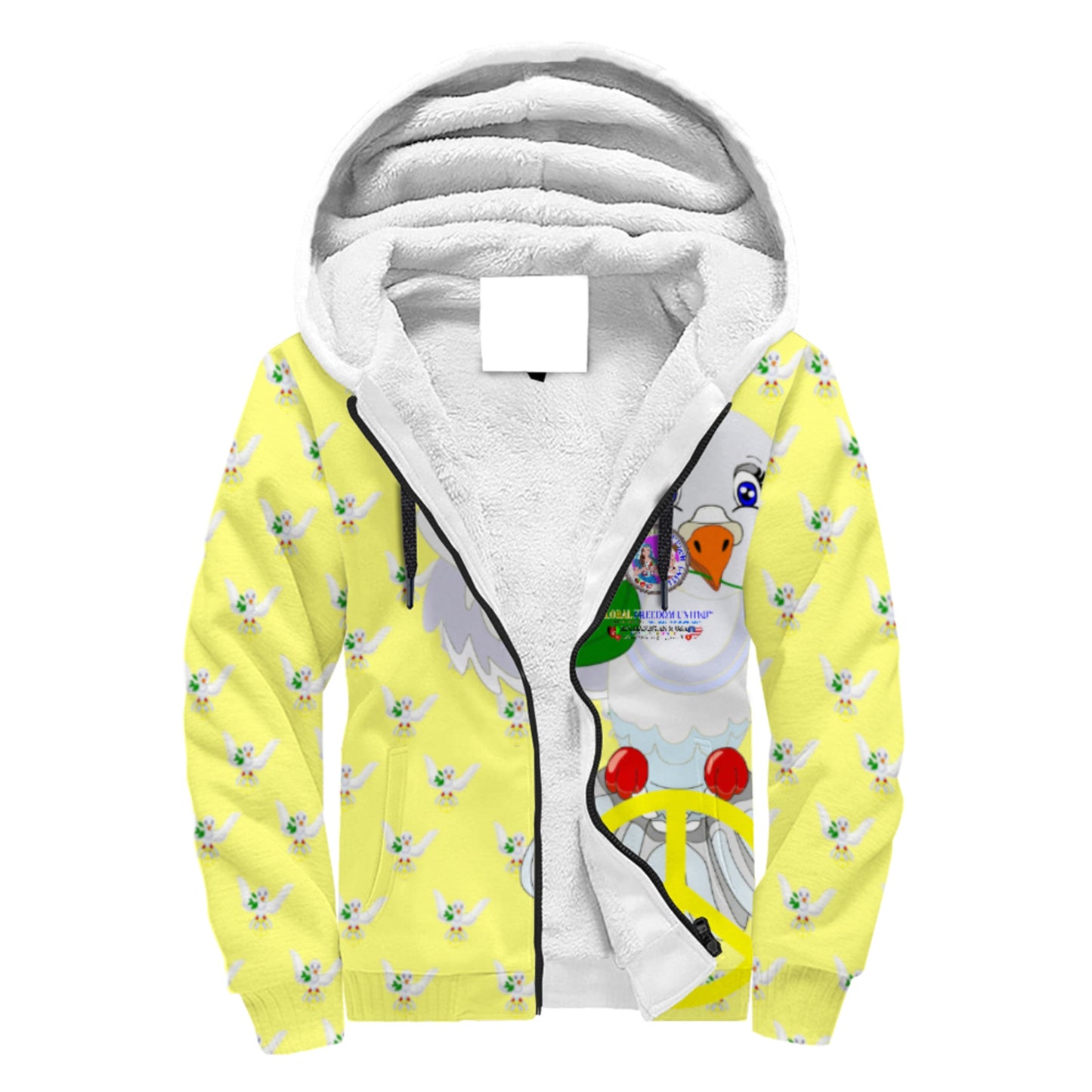 Plush Hoodie GLOBAL FREEDOM UNITED© Women AFGHANISTAN & USA Yellow